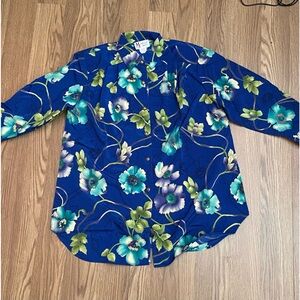 Maggie Sweet Button Up  Shirt/Blazer Women’s Size S Blue Floral  NEW - Runs Big